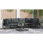 vidaXL Ensemble de canapé de jardin avec coussin 5 Pièces Noir Aluminium
