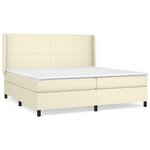 vidaXL Sommier à lattes de lit avec matelas Crème 200x200cm Similicuir