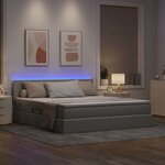 vidaXL Lit avec rangement et LED Gris clair 180 x 200 cm Polyester