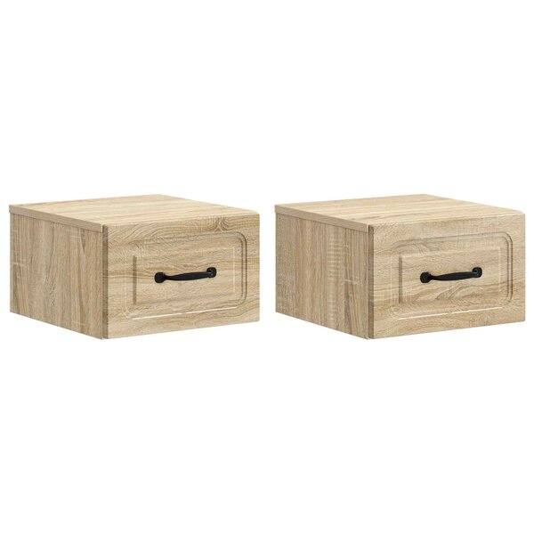vidaXL Cabinet de chevet mural 2 Pièces Chêne Sonoma 34 5 x 33 x 20 cm