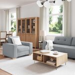 vidaXL Canapé 3 pc Gris clair Tissu en lin mélangé