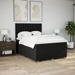vidaXL Sommier à lattes de lit avec matelas Noir 140x190 cm Tissu