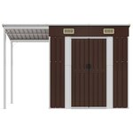 vidaXL Abri de jardin avec toit prolongé marron 277x107x181 cm acier