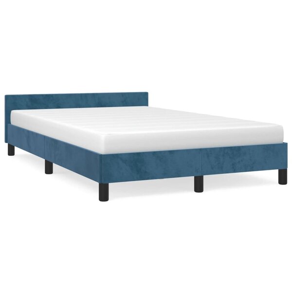 vidaXL Cadre de lit avec tête de lit Bleu foncé 120x200 cm Velours