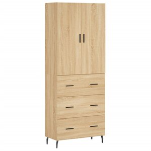 vidaXL Buffet haut Chêne sonoma 69 5x34x180 cm Bois d'ingénierie