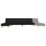 vidaXL Canapé-lit en forme de L noir 255x140x70 cm tissu