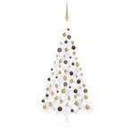 vidaXL Demi-arbre de Noël artificiel pré-éclairé et boules blanc 150cm