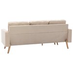 vidaXL Canapé à 3 places avec repose-pied Crème Tissu