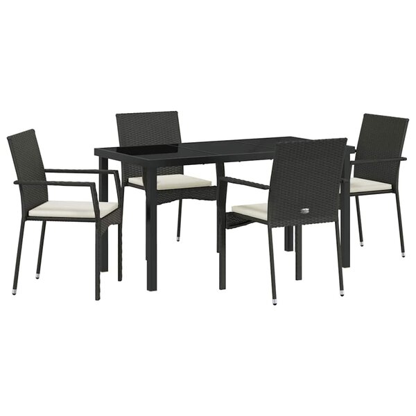 vidaXL Ensemble de salle à manger pour jardin 5 Pièces Noir Poly rotin