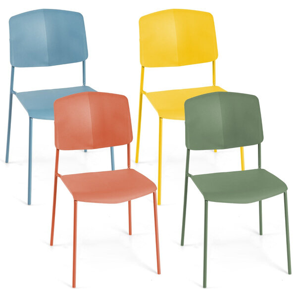Lot de 4 chaises empilables pour salle à manger 54 x 46 x 84 cm confort ergonomique design moderne en PP multicoloré 20_0018768