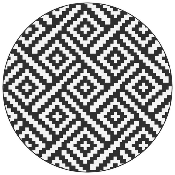 vidaXL Tapis d'extérieur ARAKIL blanc et noir Ø120 cm PP