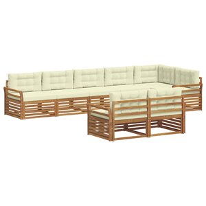 vidaXL Ensemble de canapés d'extérieur 8 Pièces Naturel et Crème