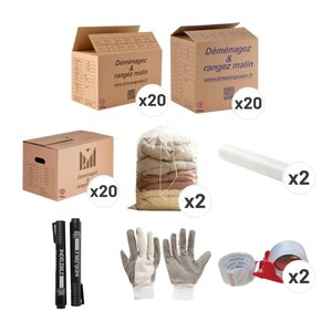 Kit Déménagement T4 - Pack Cartons et Fournitures pour Logement 4 Pièces - Fabriqué en France - Prêt à l'Emploi