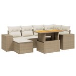 vidaXL Salon de jardin avec coussins 7 Pièces beige résine tressée