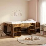 vidaXL Cadre de lit pour enfants avec rangement Chêne fumé 75 x 190 cm