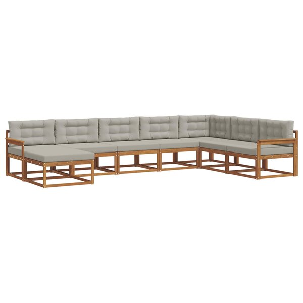 vidaXL Ensemble de canapés d'extérieur 8 pc Gris Naturel et Clair