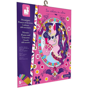 Jeu créatif - Tableaux mosaïques - Poney et licorne - 3 modèles + mosaïques en mousse - Janod