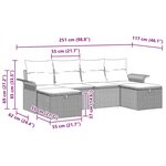 vidaXL Ensemble de canapé de jardin 6 Pièces Gris 251 x 117 x 85 cm