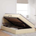 vidaXL Lit de rangement LED avec matelas Crème 120 x 190 cm Tissu