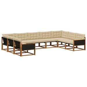 vidaXL Ensemble de canapés d'extérieur 9 pc Naturel et Beige