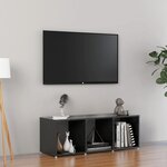 vidaXL Meuble TV gris brillant 107x35x37 cm bois d’ingénierie
