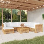 vidaXL Salon de jardin 8 Pièces avec coussins Bois de teck solide