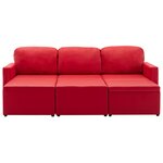 vidaXL Canapé-lit modulaire 3 places Rouge Similicuir