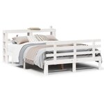 vidaXL Cadre de lit et tête de lit sans matelas blanc 135x190 cm