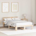 vidaXL Cadre de lit Marron 135 x 190 cm Bois de pin massif