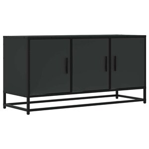 vidaXL Meuble TV noir 100x35x50 cm bois d'ingénierie et métal