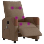 vidaXL Fauteuil inclinable de massage électrique marron tissu
