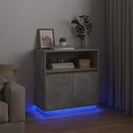 vidaXL Buffet LED Gris béton 71 x 34 5 x 75 cm Bois d'ingénierie