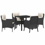 vidaXL Ensemble de salle à manger pour jardin 5 Pièces Noir polyrotin