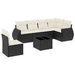 vidaXL Salon de jardin 7 Pièces avec coussins noir résine tressée