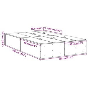 vidaXL Cadre de lit avec stockage chêne artisanal 200 x 120 x 31 5 cm