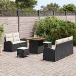 vidaXL Ensemble de canapé de jardin 8 Pièces Noir polyrotin