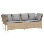 vidaXL Canapé de jardin avec coussins beige résine tressée