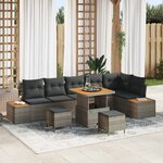 vidaXL Ensemble de canapé de jardin avec coussin 9 Pièces Gris