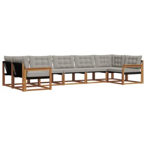 vidaXL Ensemble de canapés d'extérieur 7 pc Gris Naturel et Clair