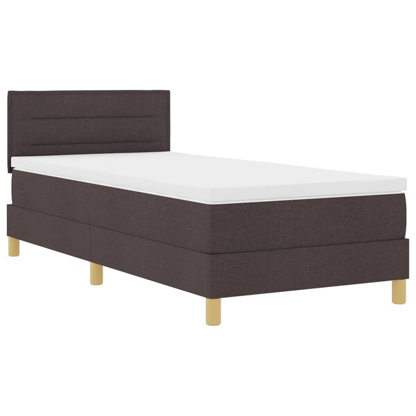 vidaXL Lit box spring avec matelas & LED marron foncé 100x200 cm tissu
