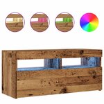 vidaXL Meuble TV avec lumières LED vieux bois bois d'ingénierie