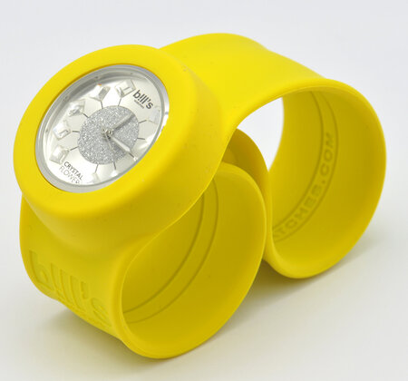 Montre classic bracelet jaune et cadran crystal flower