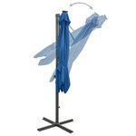 vidaXL Parasol déporté avec mât et lumières LED Bleu azur 250 cm