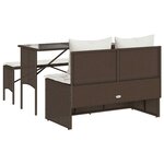 vidaXL Ensemble à manger de jardin 3 Pièces et coussins marron poly rotin
