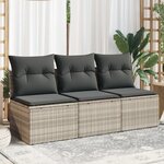 vidaXL Canapé de jardin et coussins 3 places gris clair résine tressée
