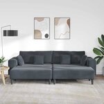 vidaXL Canapé en velours avec coussin 3 Pièces Gris foncé 208 cm Velours