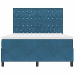 vidaXL Lit à ressorts avec matelas Bleu foncé 140 x 200 cm tissu