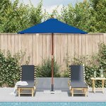 vidaXL Parasol de jardin avec mât en bois bleu 150x200 cm