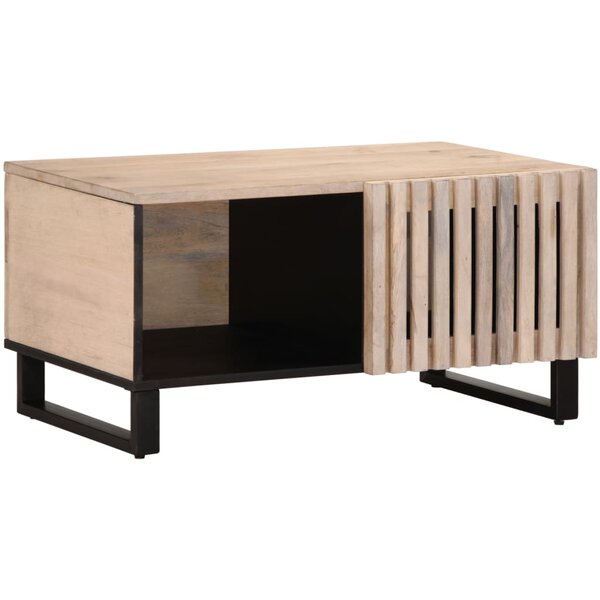vidaXL Table basse blanc 80x51x40 cm bois de manguier massif