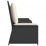 vidaXL Banc inclinable de jardin avec coussins noir résine tressée